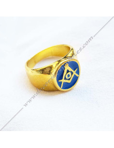 Chevalière ou bague maçonnique hommes/femmes en acier doré