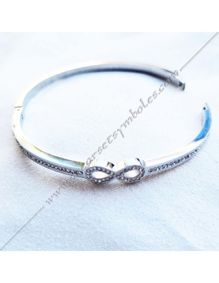 Bracelet manchette maçonnique rigide Lac d'Amour incrusté