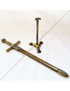 Coupe-Papier Maçonnique Épée Excalibur avec Socle