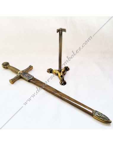 Coupe-Papier Maçonnique Épée Excalibur avec Socle