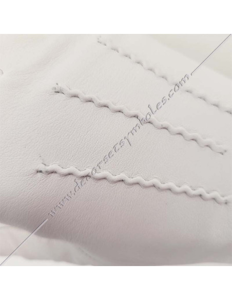Gants maçonniques blancs de cérémonie en cuir d'agneau