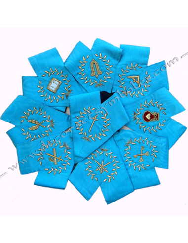 Collari massonici in nastro moiré blu turchese