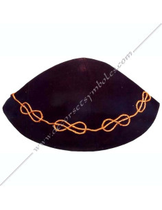 Kippa Maçonnique Noire de Maître | Brodée Main Galon Or &