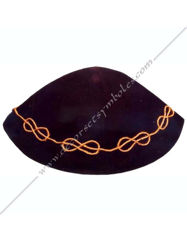 Kippa Maçonnique Noire de Maître | Brodée Main Galon Or &