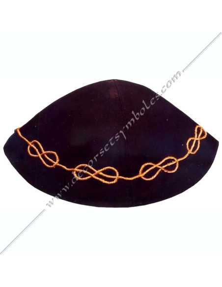 Kippa Maçonnique Noire de Maître | Brodée Main Galon Or &
