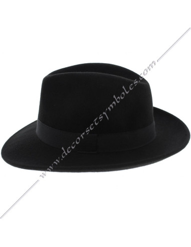 Chapeau maçonnique noir de Maître en feutre de laine 100%