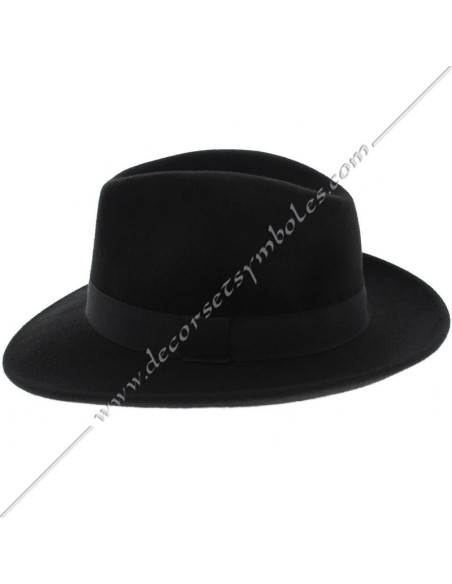 Chapeau maçonnique noir de Maître en feutre de laine 100%