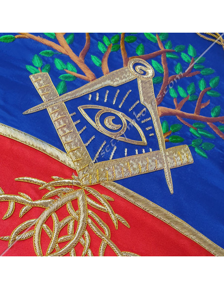 BAN010-masonic-banner-peronnalized-red-white-masonry-decorations-symbols-signs-hand-fm-edged