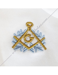 GCB070-gants-blancs-maconniques-brodes-equerre-compas-or-acacia-bleu-tenues-ceremonies-coton-nylon-fm 2