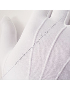 Gants maçonniques blancs en baumwolle et lycra avec bords