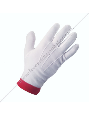 Gants Maçonniques Blancs RER CBCS Liseré Rouge