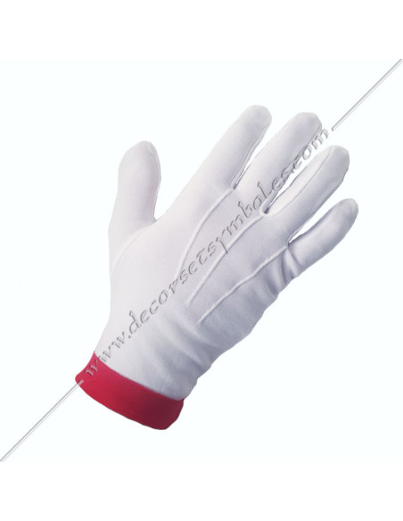 White Cotton Red Border Gloves RER CBCS