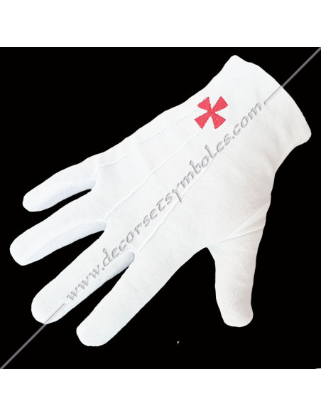 GCC010-gants-blancs-maconniques-brodés-croix-templiere-decors-coton-rer-rectifie-accessoires-ordres-interieurs-fm