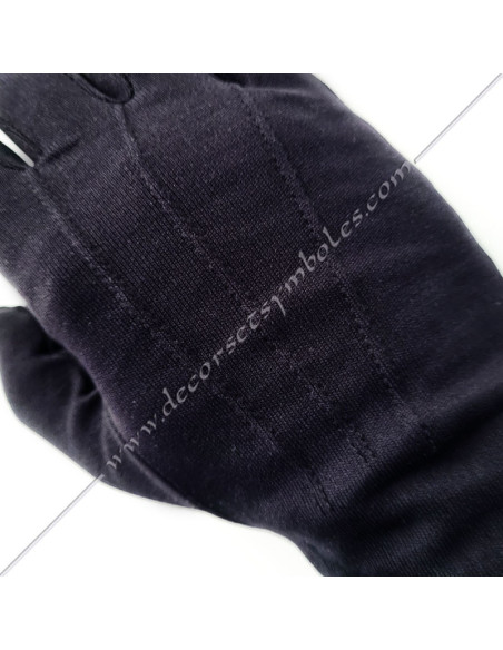 Gants maçonniques noirs coton/lycra 4e degré REAA Maître