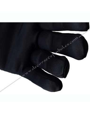 GNN010-gants-noirs-maconniques-4e-degre-reaa-maitres-secrets-accessoires-nylon-tenues-fm-ceremonies-hommes-femmes
