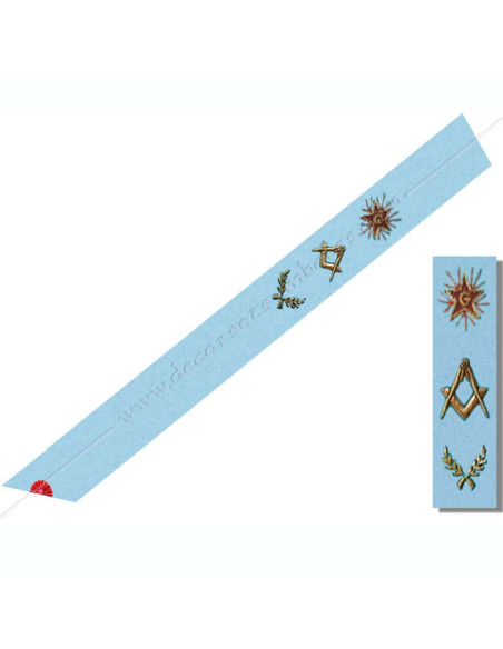 Ricami: 2 rami di acacia, squadra e compasso, stella a 5