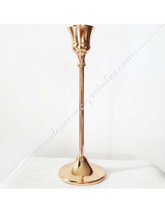 Bougeoir Maçonnique 1 Branche | Laiton Doré | 19.5 cm